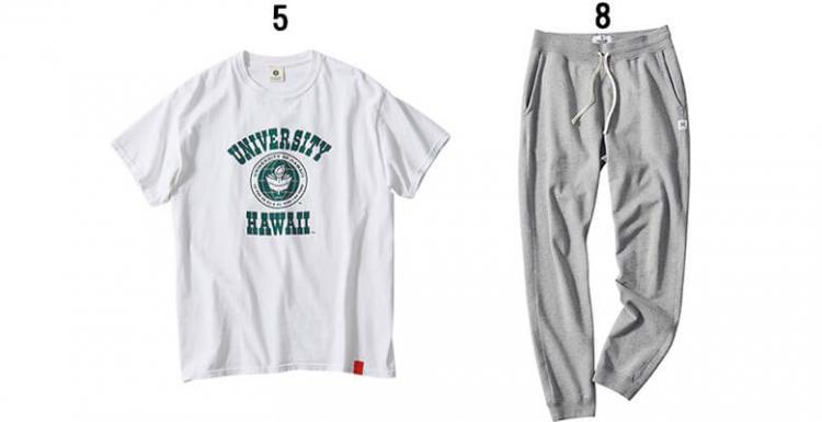 【5】「トニー タイズサン」のTシャツ 【8】「レイニング チャンプ」のスウェットパンツ