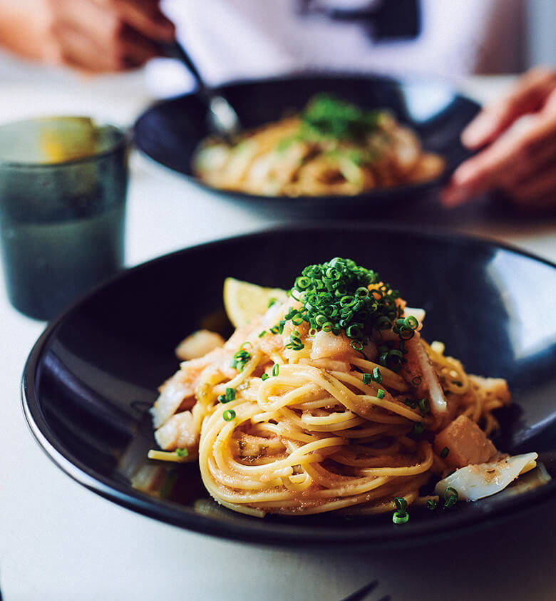 たらこと海苔の佃煮のスパゲッティ