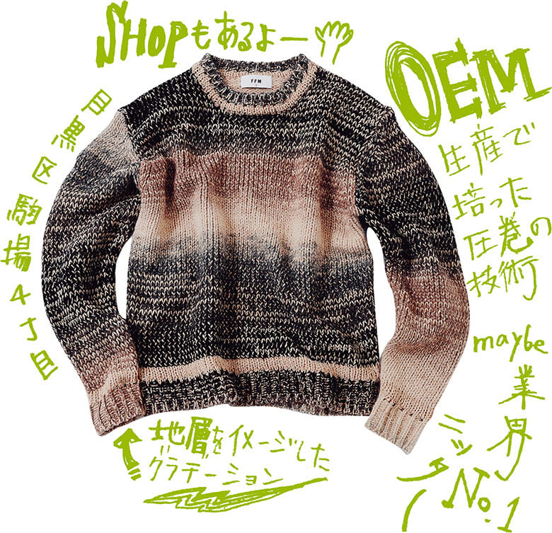 「エフエフエム」のニット