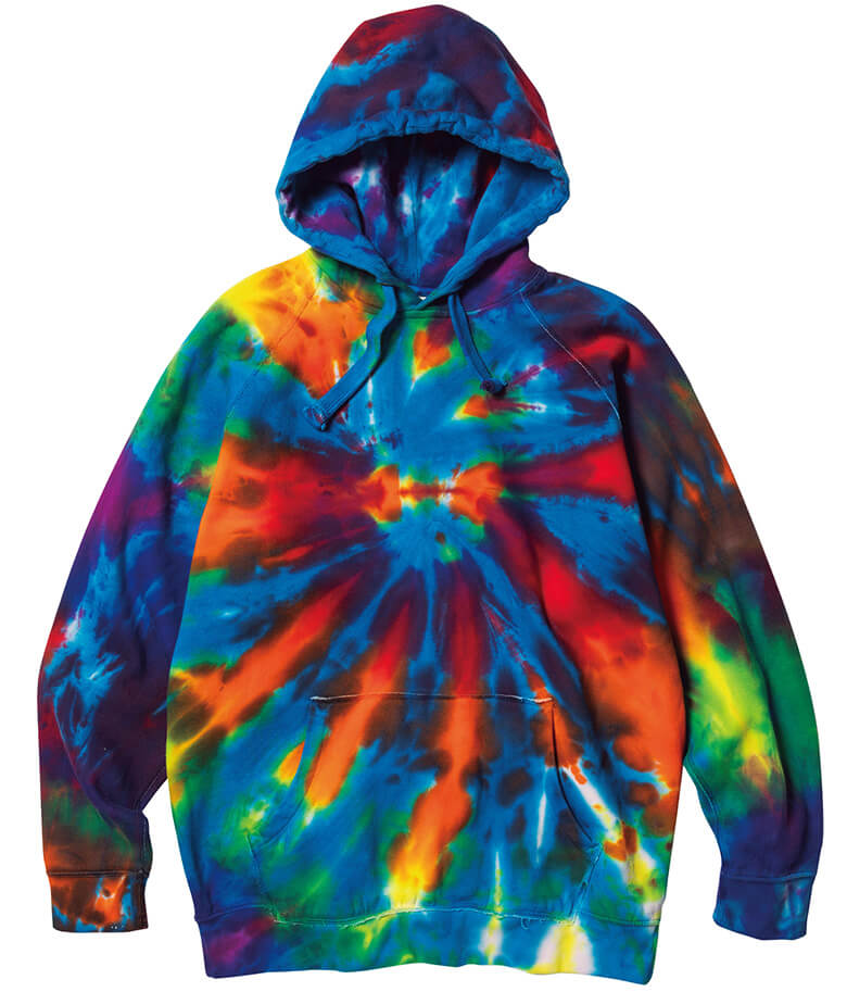 イナタいタイダイ染めによるビッグシルエットのパーカはノーブランド。／古着屋 深緑