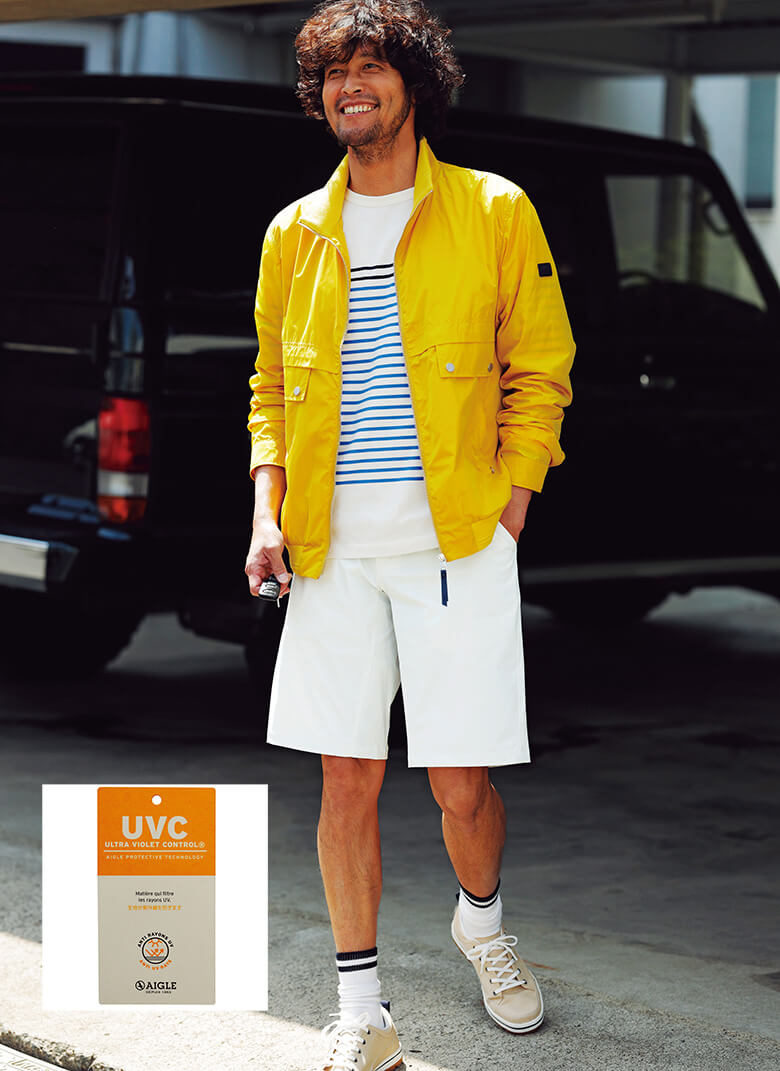 UVカット率90%以上を誇るのが、「UVC」のタグが付いたウェアだ。