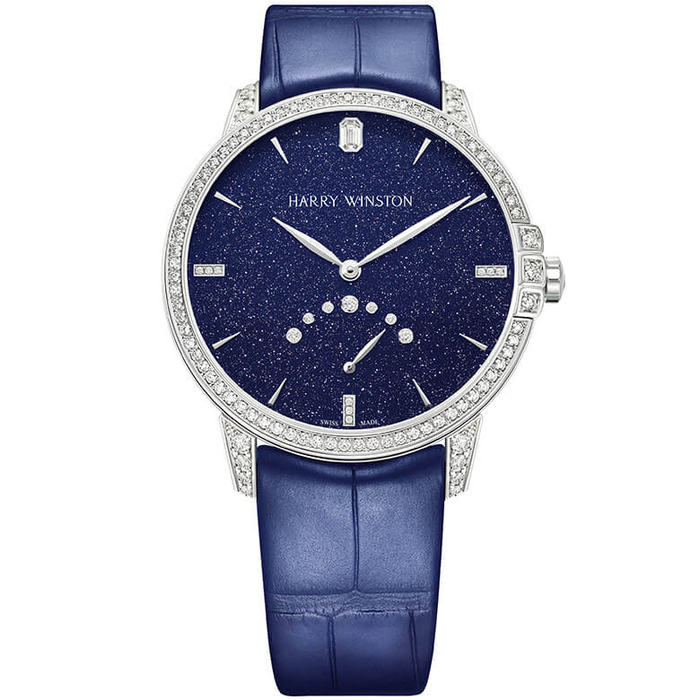 ハリー・ウィンストン／HW ミッドナイト・レトログラード セコンド オートマティック 39mm 宇宙空間の輝きとエレガンスを独自の宝飾技術で再現