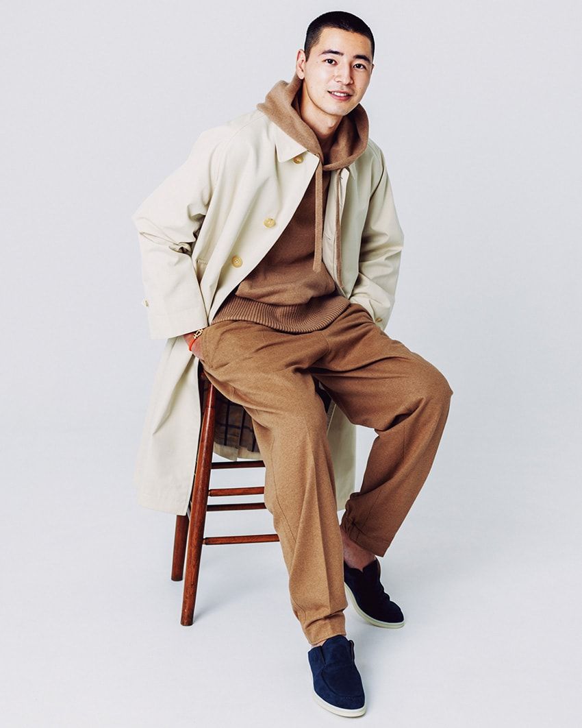 ゼニアのパーカ＆パンツをセットアップ感覚で！ブラウン系・濃淡ワントーンコーデ - 1枚目の画像