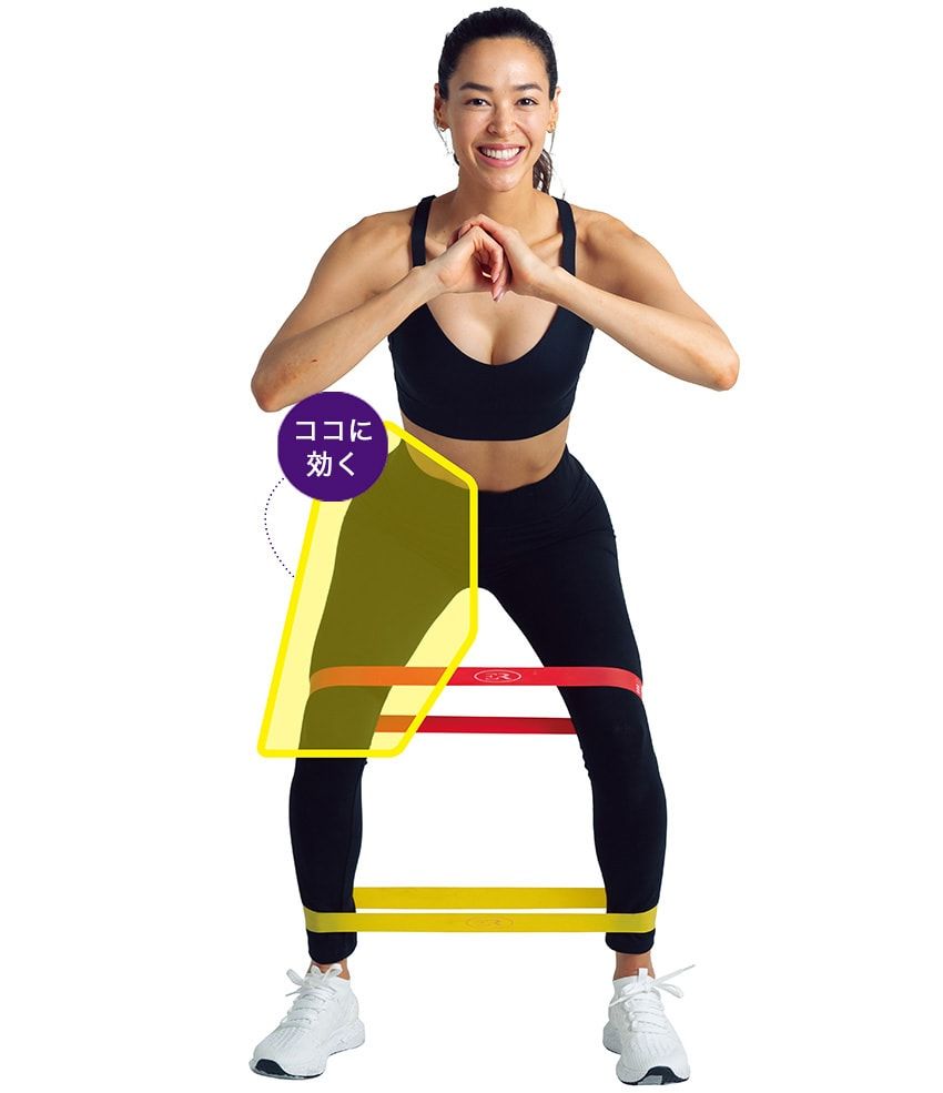 自宅トレーニングの万能ギア！ 美人トップモデルに教わる「ゴムバンド」トレーニング - 6枚目の画像