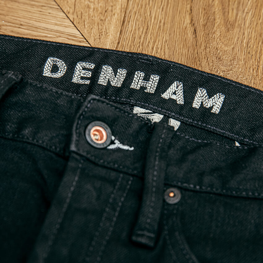 DENHAM - デンハム ロング丈ベスト ブラック ベスト LEATHER DOWN VEST color: BLACK ラムレザーのダウンベスト
