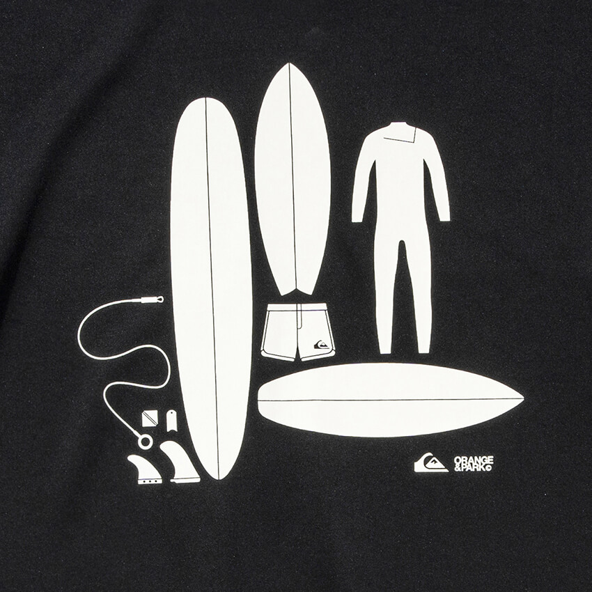 クイックシルバー」のアートTシャツは、カリフォルニアのオレンジ