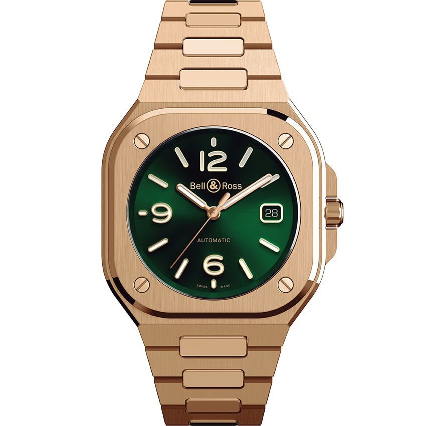 K18ローズゴールドケース、縦40×横40mm、自動巻き。434万5000円/ベル&ロス(ベル&ロス 銀座ブティック 03-6264-3989)