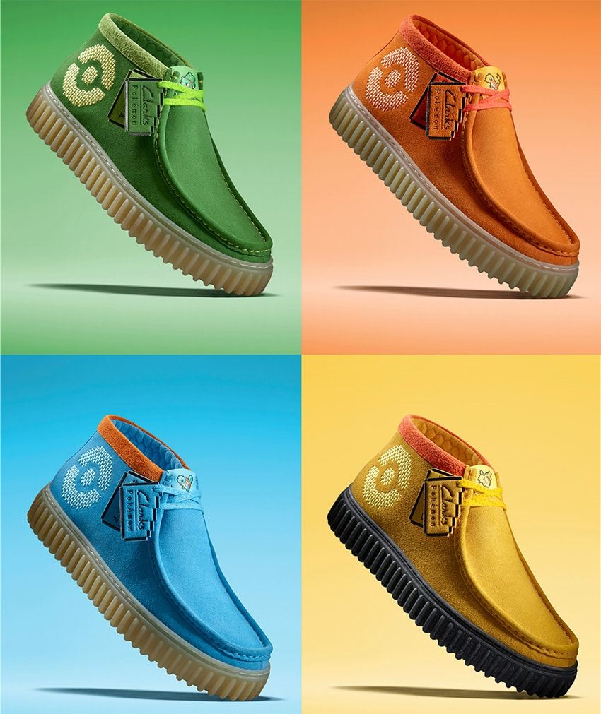 “ポケモンカラー”を纏った「クラークス」は必ずGETだぜ！ レトロなピクセルアートも注目 - 1枚目の画像