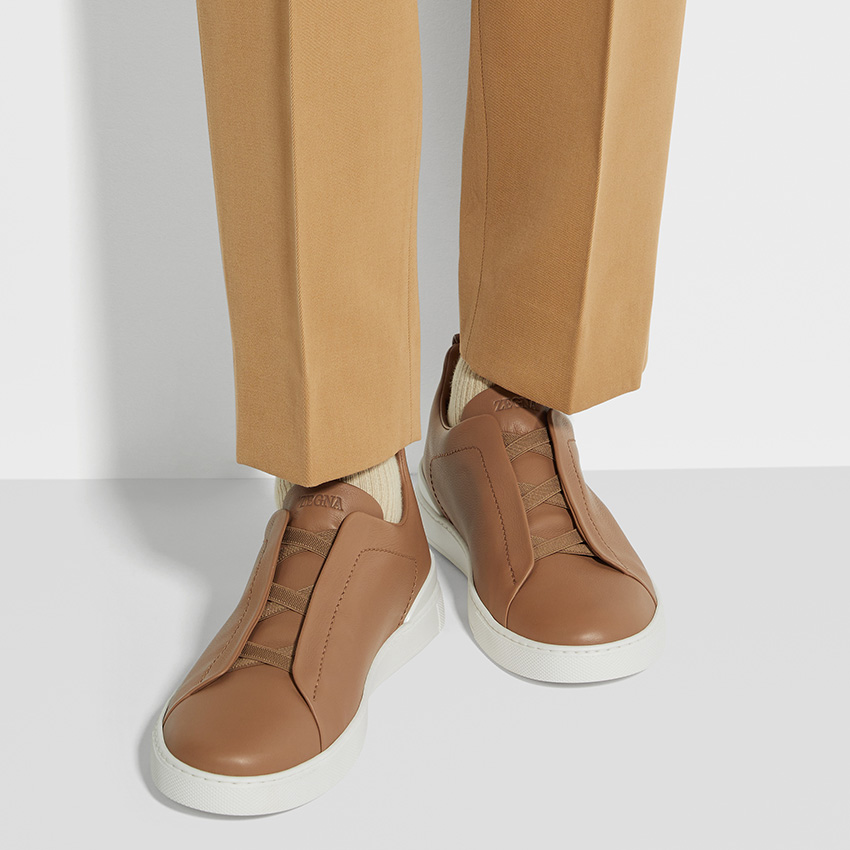 グローブで使われる極上革をスニーカーに採用。ゼニア新作「トリプル