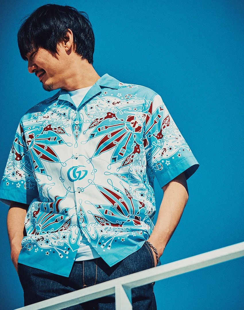 主張の強い“バンダナ柄”も青なら安心！グッチとミヤギヒデタカで実践コーデ - 2枚目の画像