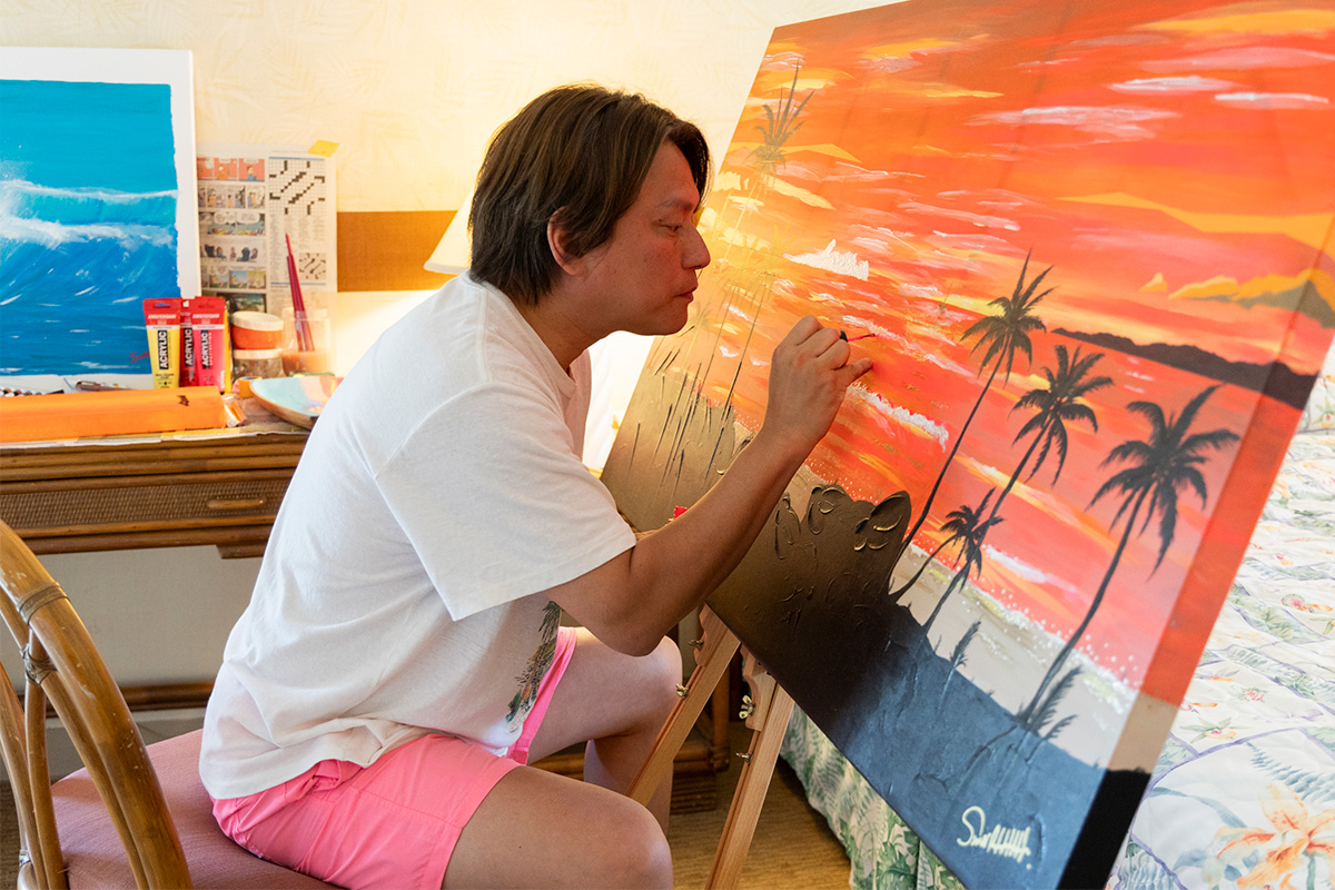 油絵(自作)：ハワイの夕陽　自分が欲しい油絵を描いてます。世界で１枚の油絵です。 油絵(自作)：ハワイの夕陽 自分が欲しい油絵を描いてます。世界で1