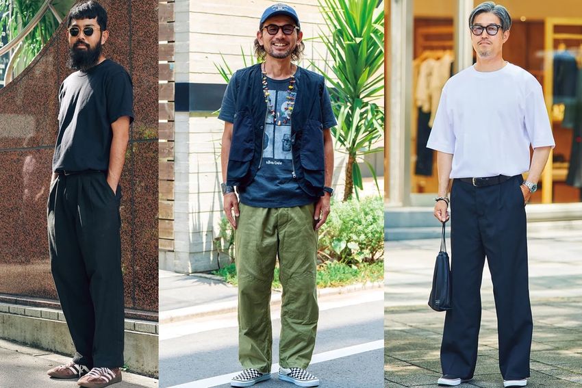 「Tシャツ1枚でキマる」ポイントを街角で調査！スラックスで品良く、グラフィックTの選び方etc. - 1枚目の画像