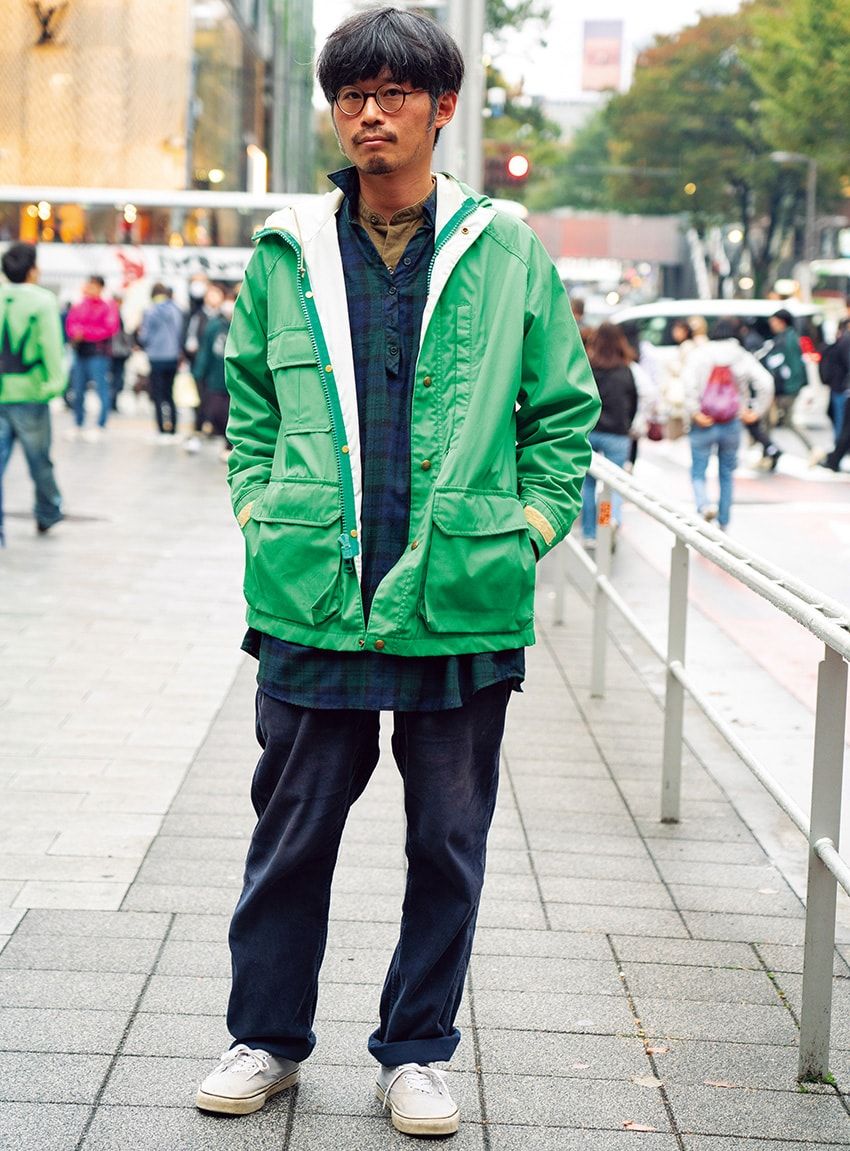 ジャケット＝ウールリッチ　シャツ＝不明　パンツ＝グラミチ