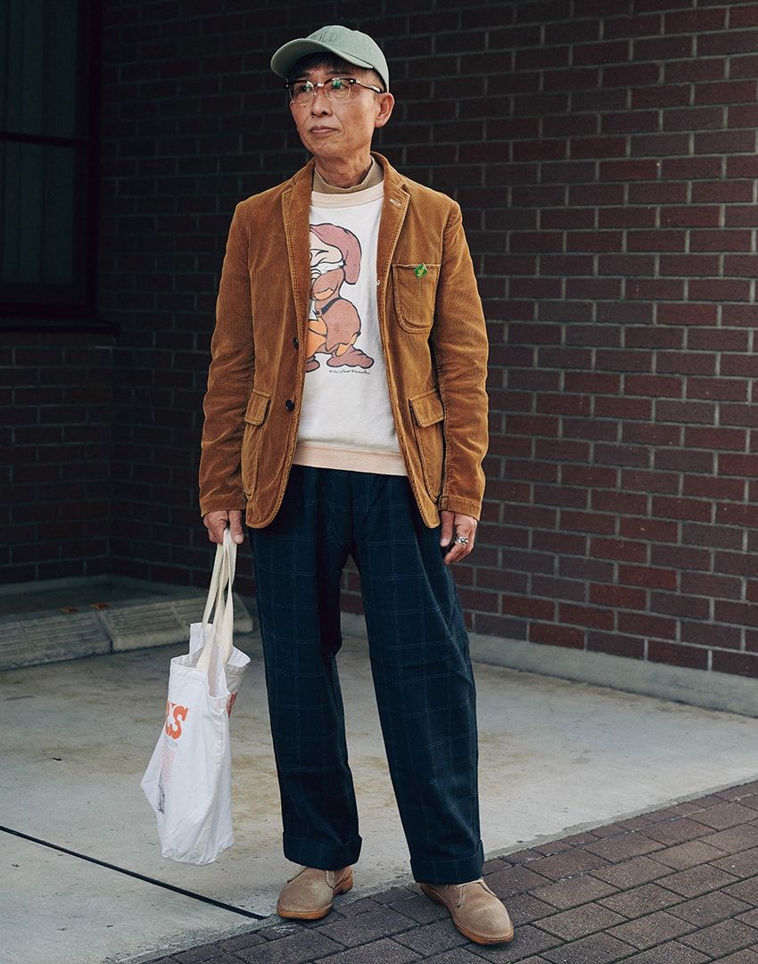 バッグ＝ゼイバーズ　ジャケット＝コム デ ギャルソン・オム　スウェット＝古着