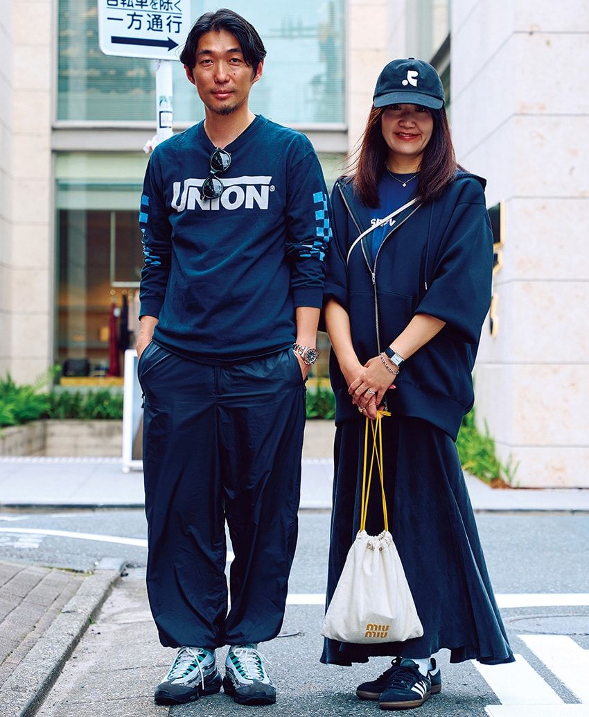 カットソー＝ユニオン　パンツ＝ダイワ ピア39　スニーカー＝ナイキ　サングラス＝セリーヌ