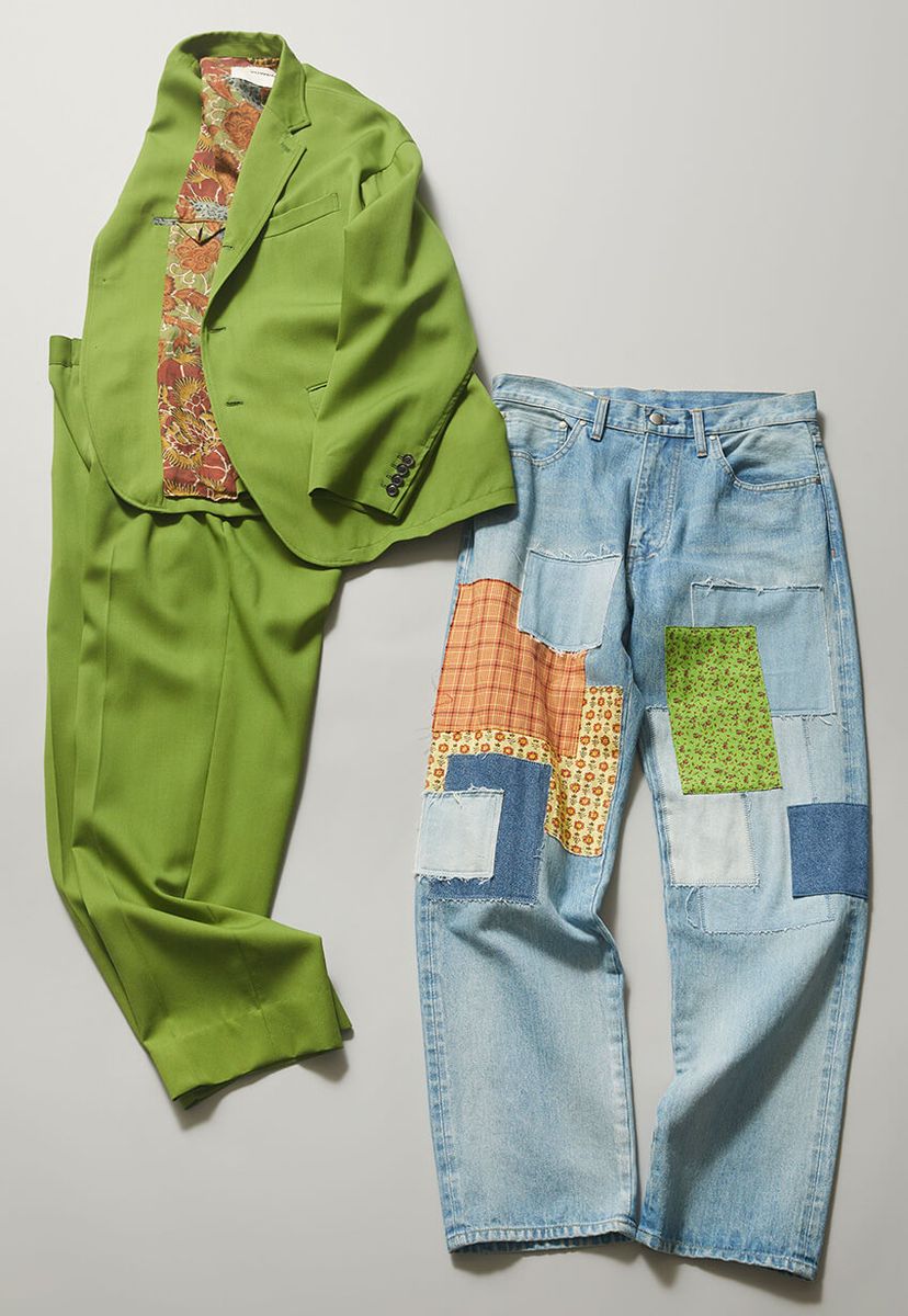 ジャケット9万3500円、パンツ4万7300円、デニム7万7000円／すべてバウルズ