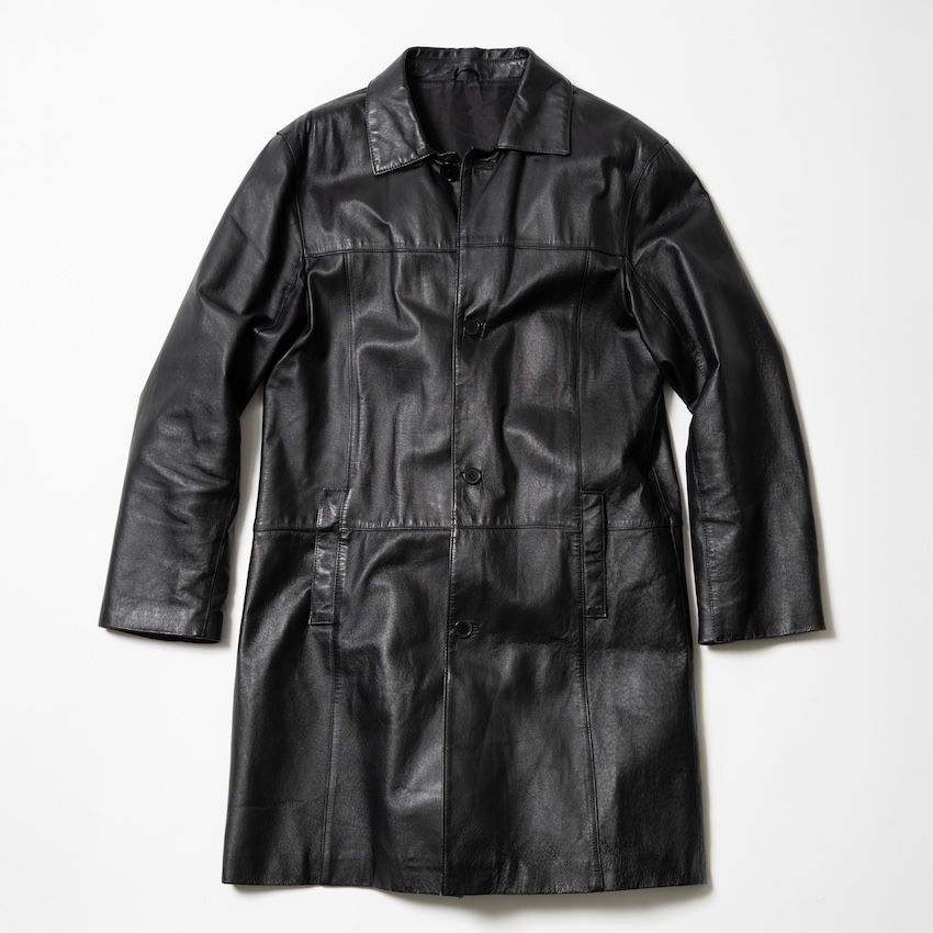 古着のレザーコート（佐久間 私物）