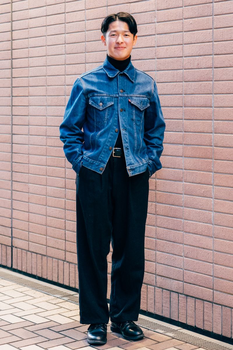 Gジャン=リーバイス ニット=エディフィス パンツ=古着 シューズ=レッドウィング