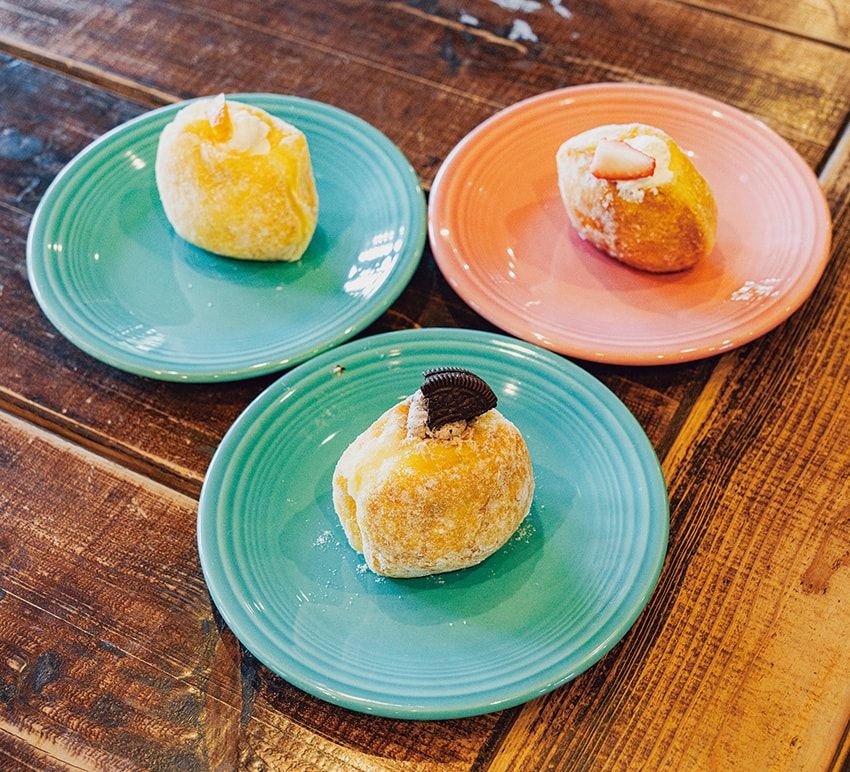  左から「たんかんホイップクリーム」470円、「オレオクリーム」470円、「いちごホイップクリーム」500円。