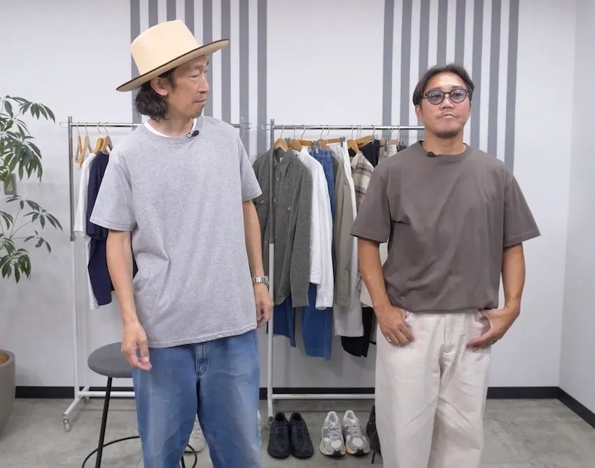 ハラは「フルーツオブザルーム」（178cm、60kg）、キクチさん（171cm、70kg）は「ユナイテッドアスレ」のXLサイズを着用。