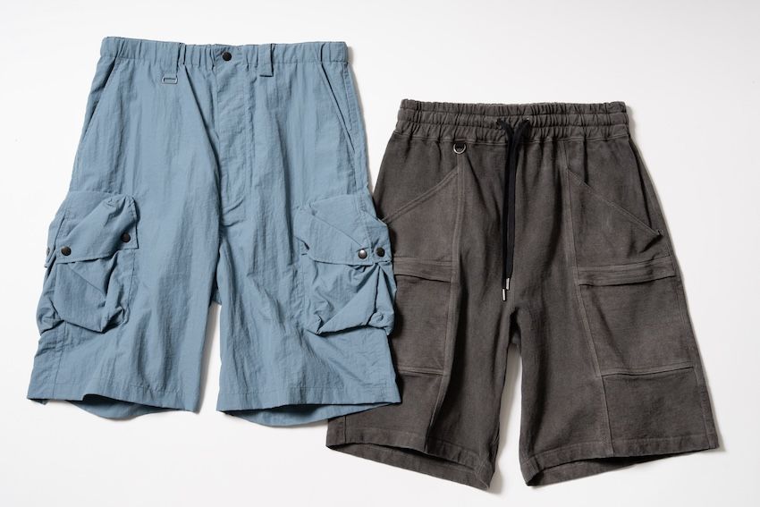 ショーツ 3万7400円／ヨーク（エンケル　03-6812-9897）、カーゴショーツ 2万8600円／フィル ザ ビル／（フィル ザ ビル マーカンタイル　03-6450-3331）