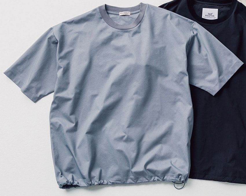 化繊生地の全面に微細な通気孔があり、ムレにくく肌に張りつきにくい。同じく裾にはドローコードが。8250円／ビューティー＆ユース（ビューティー＆ユース ユナイテッドアローズ 丸の内店　03-6212-1500）