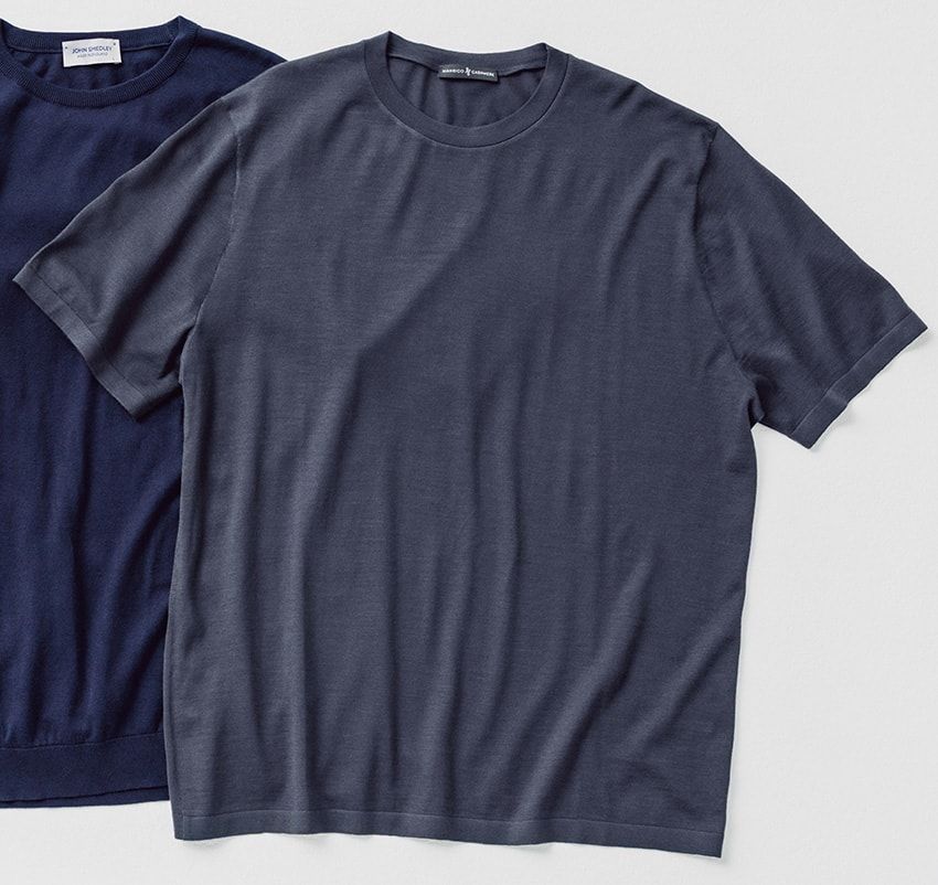 仕事時のTシャツは“スーツ色”が正解！ニットTなら、よりきちんと感が纏えてスマート見えする - 1枚目の画像