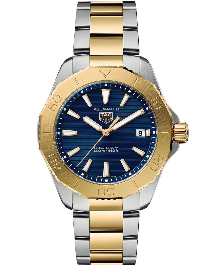 K18YGプレート×SSケース、40mm径、クオーツ。62万1500円／タグ・ホイヤー（LVMH ウォッチ・ジュエリー ジャパン タグ・ホイヤー　03-5635-7030）