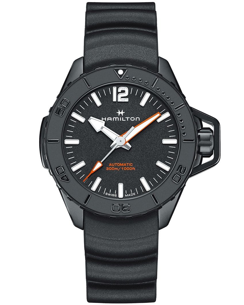 SS(ブラックPVD)ケース、46mm径、自動巻き。18万9200円/ハミルトン(スウォッチ グループ ジャパン(ハミルトン) 03-6254-7371)