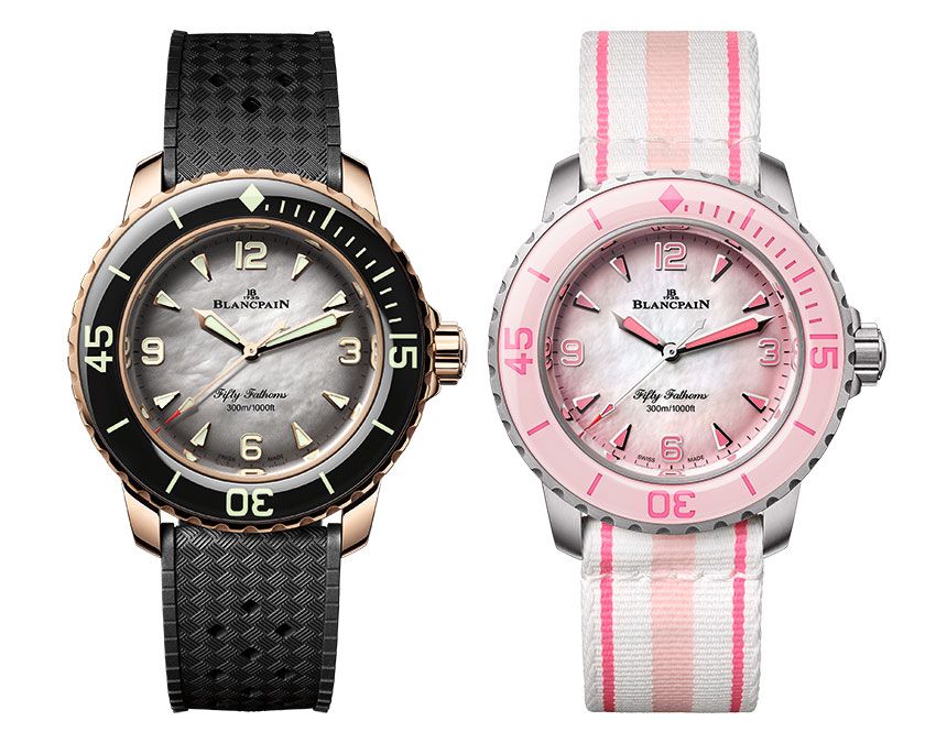 左●K18 レッドゴールドケース、38.2mm径、自動巻き。467万5000円、右●グレード 23 チタンケース、38.2mm径、自動巻き。250万8000円