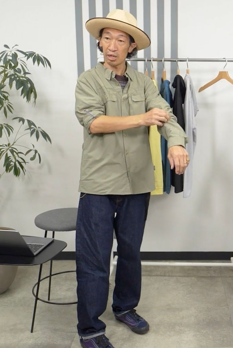 ハラ（178cm、60kg）は「パタゴニア」のMサイズを着用