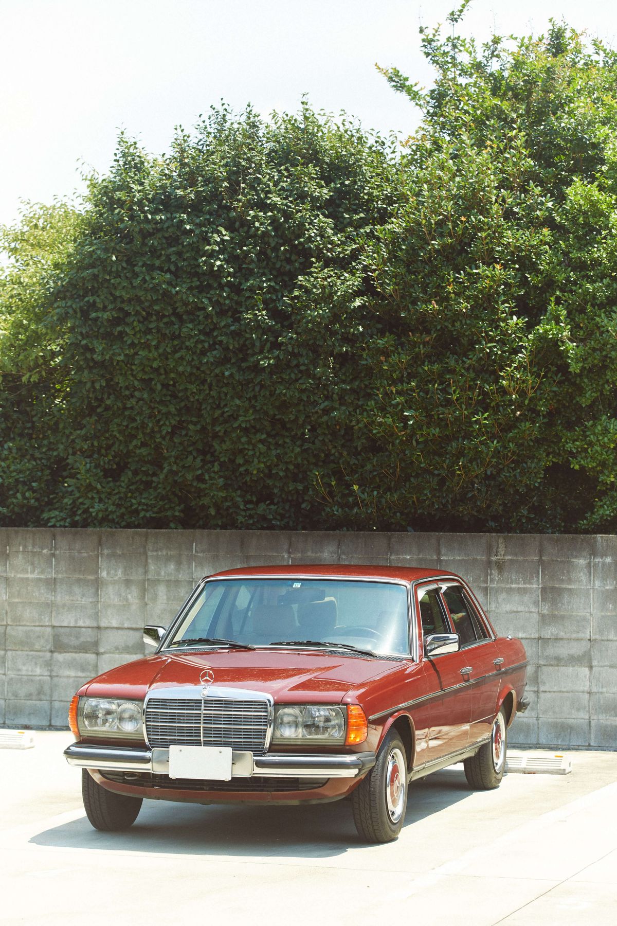 メルセデス・ベンツの230E(W123型)。1976〜85年まで生産・販売されていたモデルだ。SOHC4気筒のエンジンを積み、排気量は2297cc。当時のメルセデスを代表するセダンである。