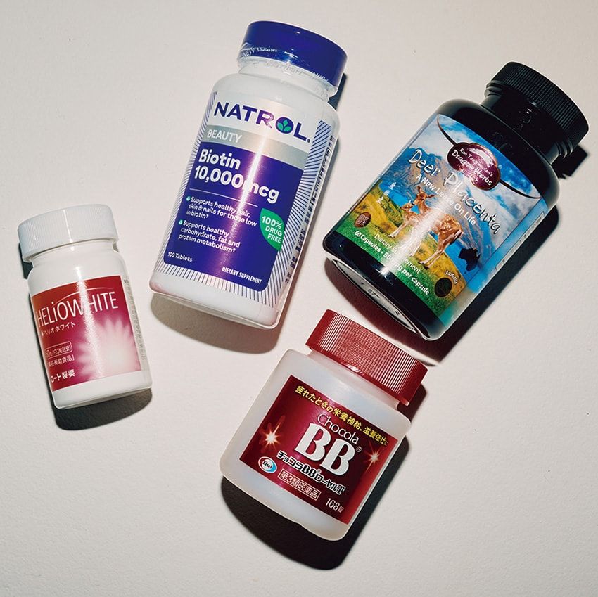 疲労回復、栄養補給のためにビタミンBやディアプラセンタを服用。美容サポート成分を含むサプリメントも利用している。