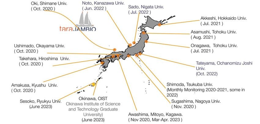Tara JAMBIO マイクロプラスチック共同調査の調査地点