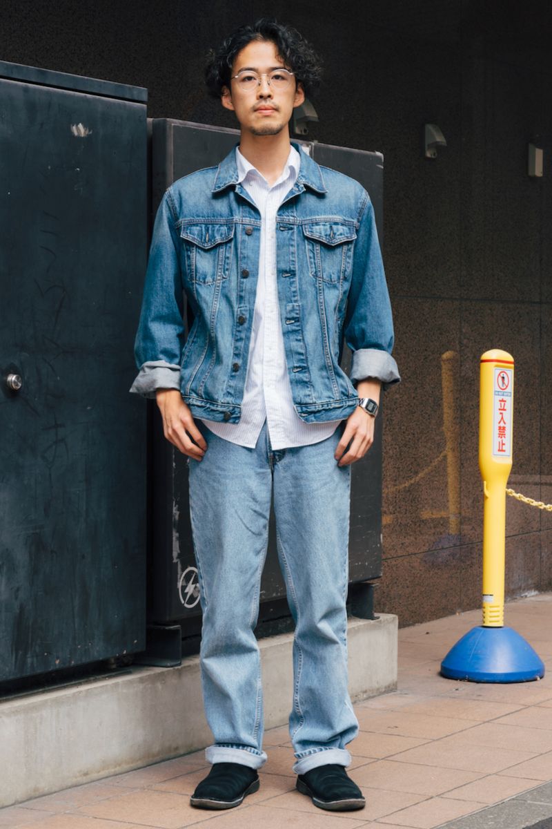 Gジャン=ギャップ シャツ=ユニクロ デニム=リーバイス シューズ=クラークス 眼鏡=ジンズ 腕時計=カシオ