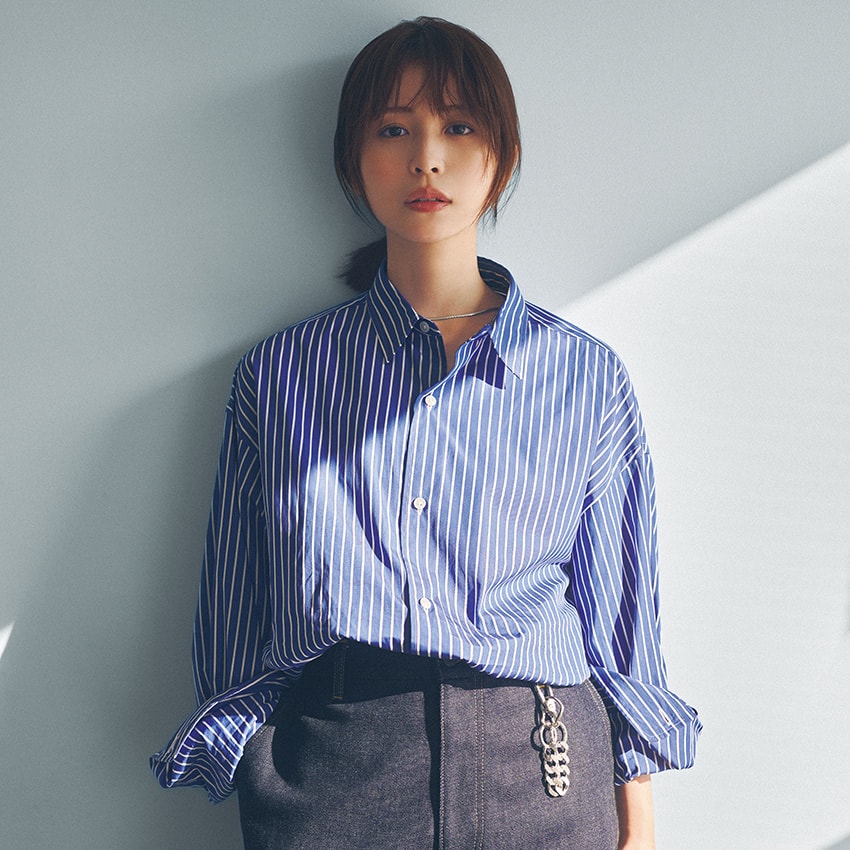 長濱ねる「メンズ服も好きなんです」。ストライプシャツに「チューダー