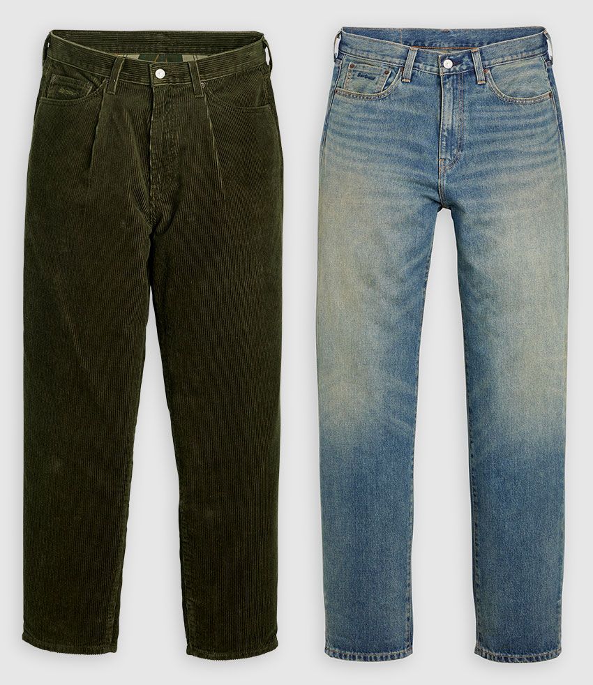 左●「Levi’s® x Barbour 578 Pleated Pant 」2万5300円、右●「• Levi’s® x Barbour 568 Loose 」2万9700円／
