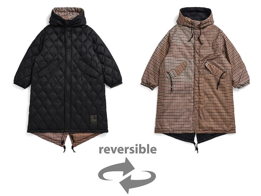 「リバーシブル ダウンモッズコート」3万9600円／ユニバーサルワークス×タイオン（問い合わせ先名称　電話番号）