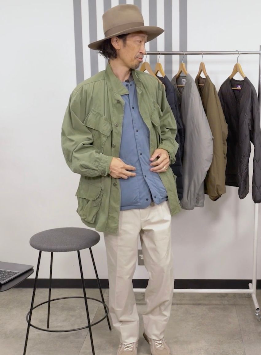 ハラ（178cm、60kg）は「ナンガ」のLサイズを着用