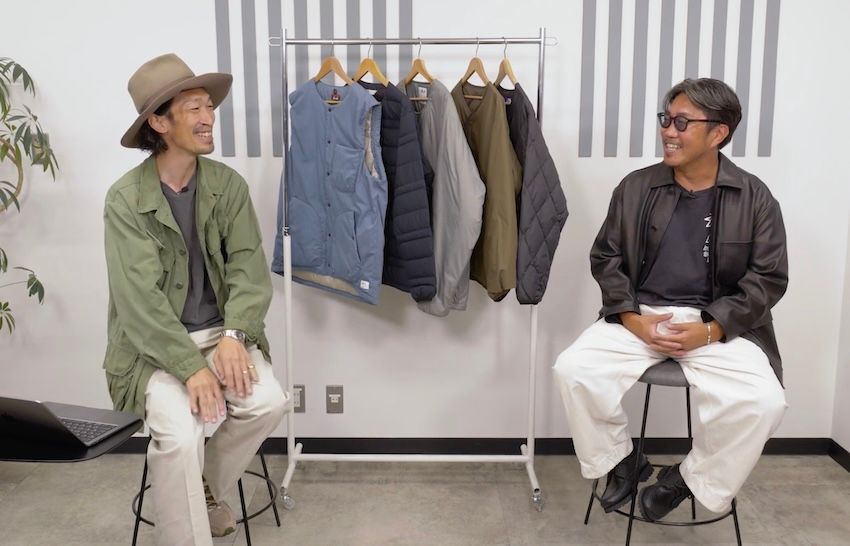 ［左］原 亮太●OCEANS統括編集長。’79年生まれ。落語好きな愛知県出身者。ジャケット／古着、Tシャツ／OOO、パンツ／OOO、スニーカー／ニューバランス［右］菊池陽之介●’79年生まれ。スタイリスト熊谷隆志氏に師事し、2004年に独立した敏腕。レザージャケット／イレーヴ、Tシャツ／OOO、パンツ／OOO、シューズ／レッドウィング