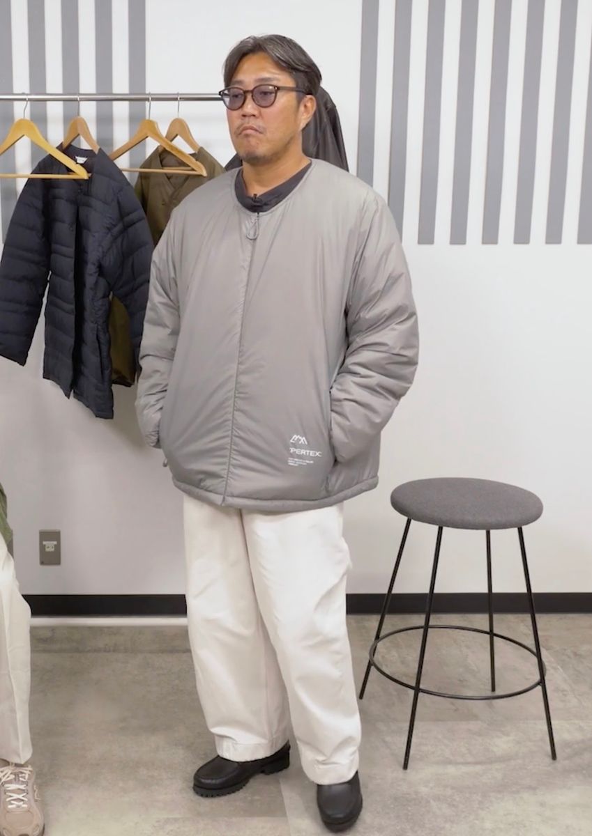 キクチさん（171cm、70kg）は「シーエムエフアウトドアガーメント」のLサイズを着用