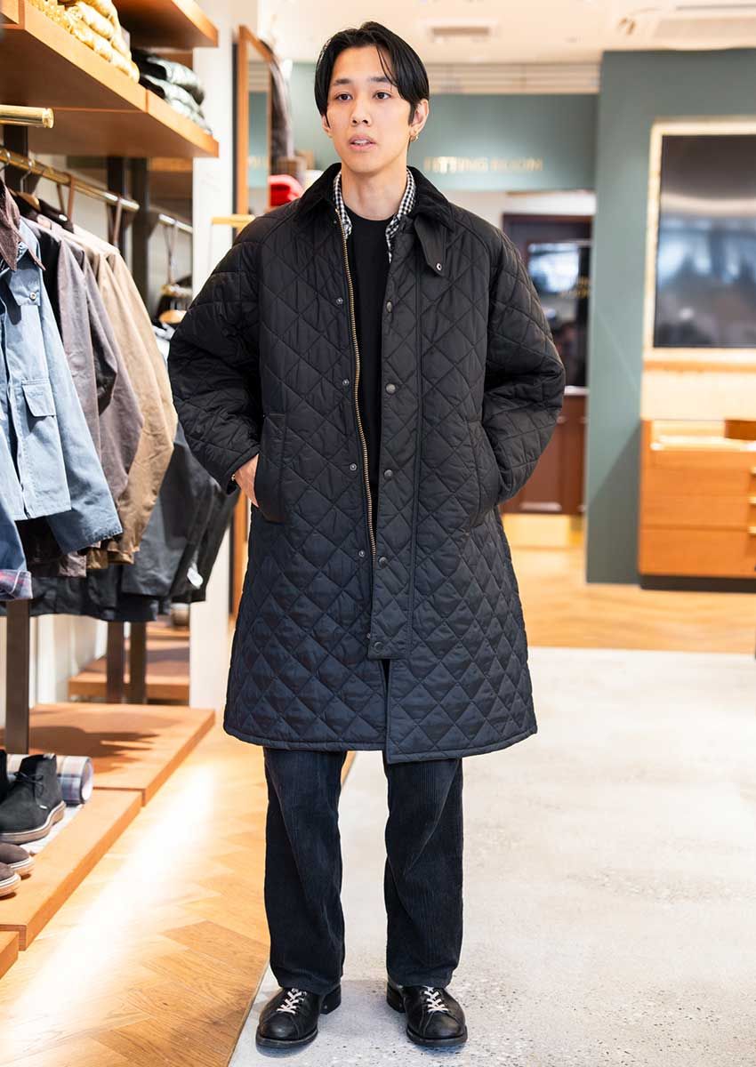 「エクスモア キルティングコート」36サイズを着用（172cm）