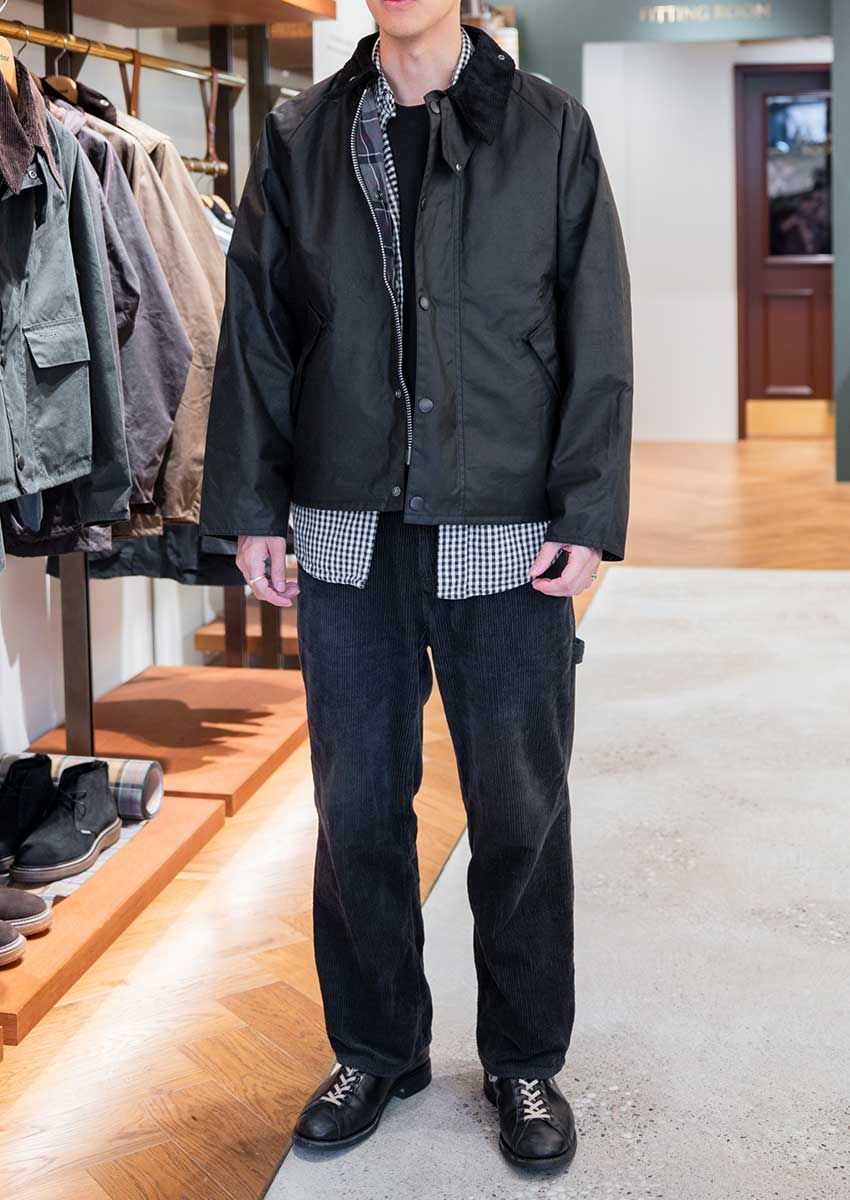 「トランスポート ワックスジャケット」36サイズを着用（172cm）
