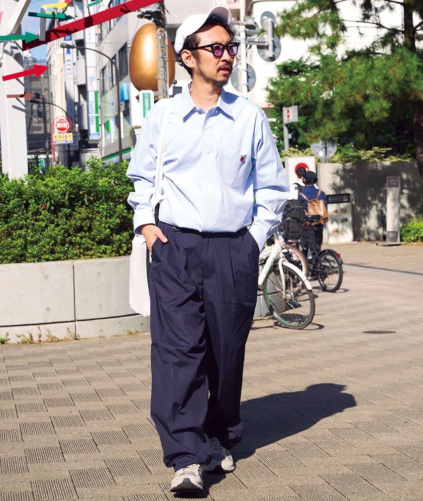 パンツ＝アダルト オリエンテッド ローブス　シャツ、サングラス、バッグ＝古着