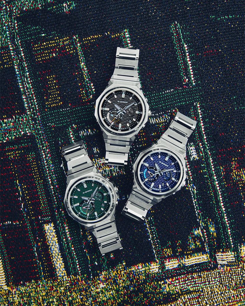 SSケース、縦46.9㎜×横44.2㎜、20気圧防水、クオーツ。各６万6000円／Gスチール（カシオ計算機