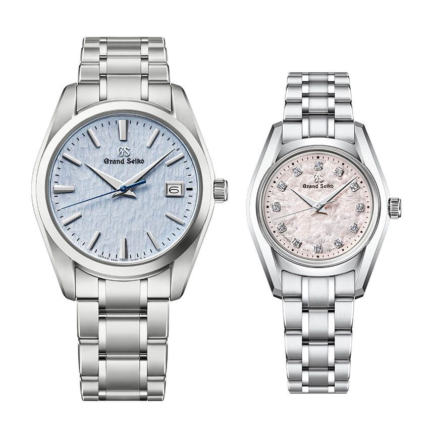 左●「SBGX357」ブライトチタンケース、37㎜径、クオーツ。57万2000円、右●「STGF387」ステンレススチールケース、26㎜径、クオーツ。58万3000円／ともにセイコーウオッチ 0120-302-617