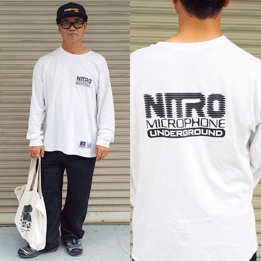 カットソー＝ラッセルアスレティック × NITRO MICROPHONE UNDERGROUND　パンツ＝GU