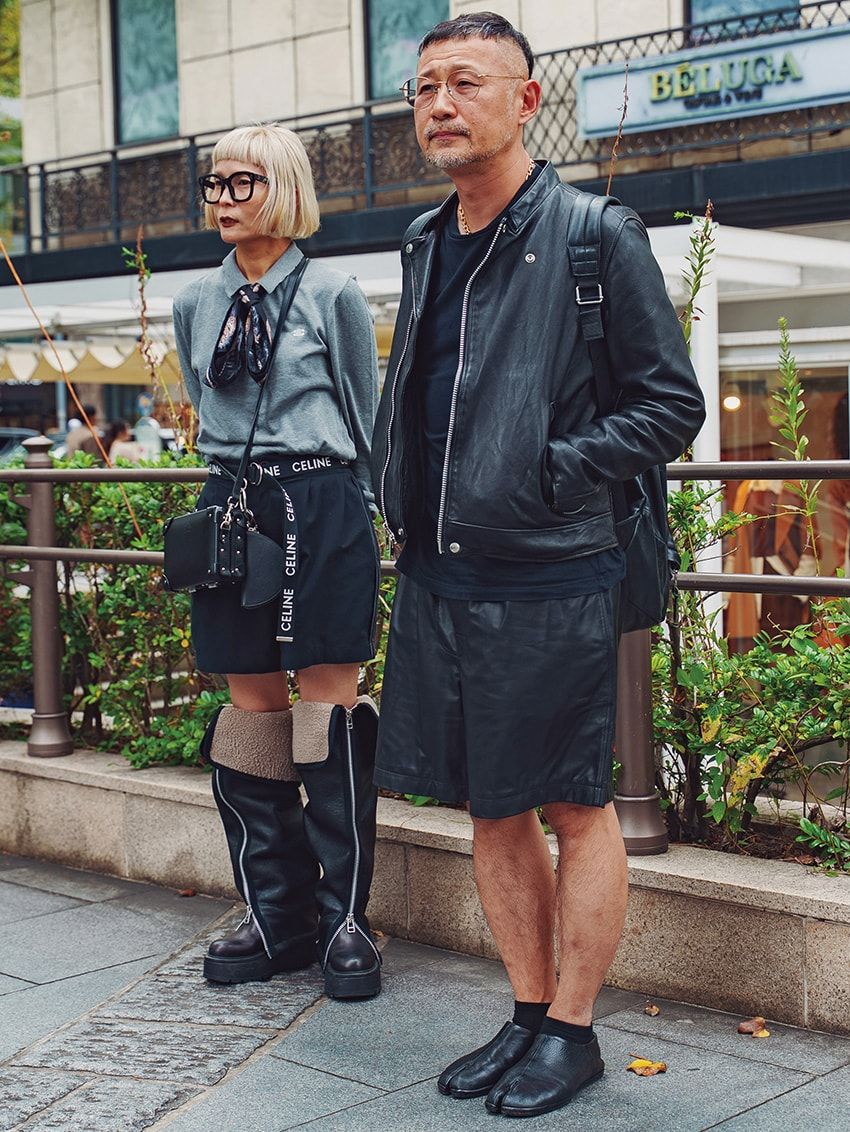 ライダーズ＝ショット　Tシャツ＝プラダ　ショーツ＝ロエベ　靴＝メゾン マルジェラ