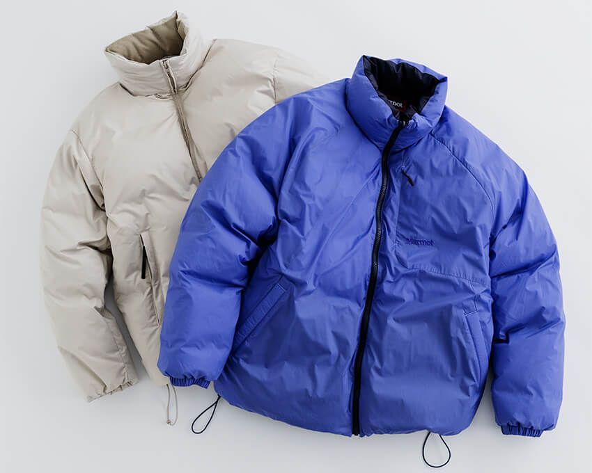 ダウンジャケット(右)3万3000円 マーモット for グリーンレーベル リラクシング (左)3万910円 グリーンレーベル リラクシング(ともにグリーンレーベル リラクシングstore.united-arrows.co.jp/brand/glr/)