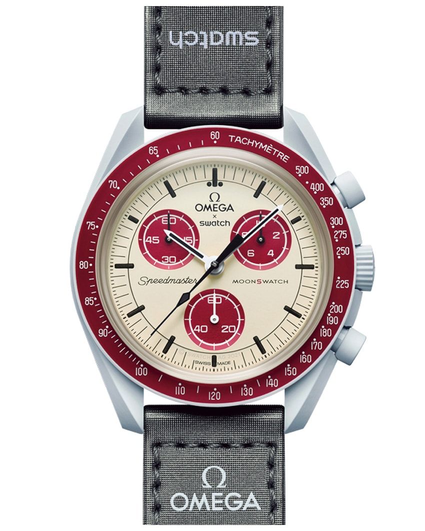 バイオセラミックケース、42㎜径、クオーツ。4万1800円／スウォッチ（スウォッチ グループ ジャパン　0570-004-007）